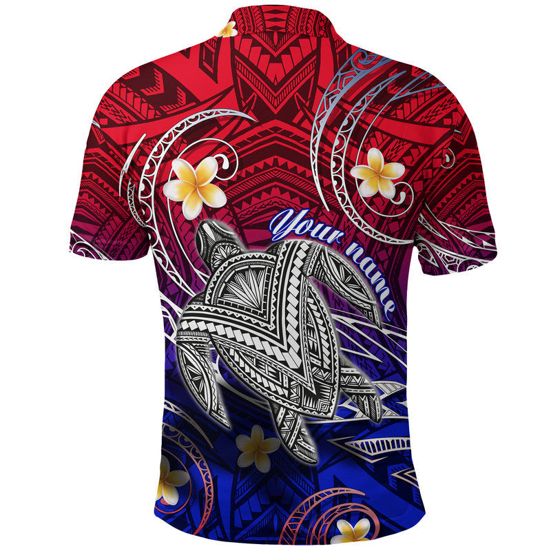 Custom Hawaii Polo Shirt Hawaiian Turtle Plumeria Mixed Polynesian Style LT9