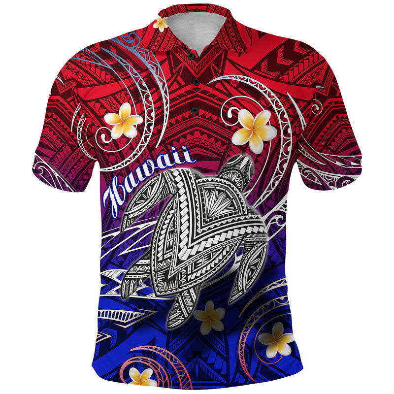 Hawaii Polo Shirt Hawaiian Turtle Plumeria Mixed Polynesian Style LT9