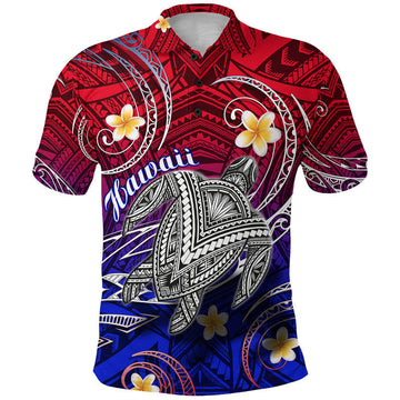 Hawaii Polo Shirt Hawaiian Turtle Plumeria Mixed Polynesian Style LT9