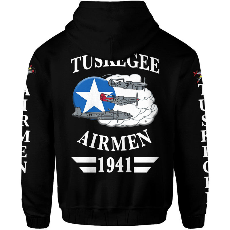 Custom Tuskegee Airmen Hoodie The Red Tails Simplified Vibes Black LT8