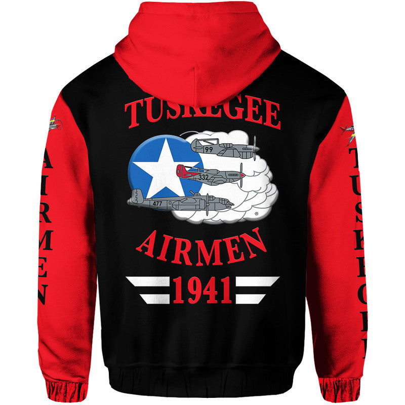 Custom Tuskegee Airmen Hoodie The Red Tails Simple Style Black Red LT8