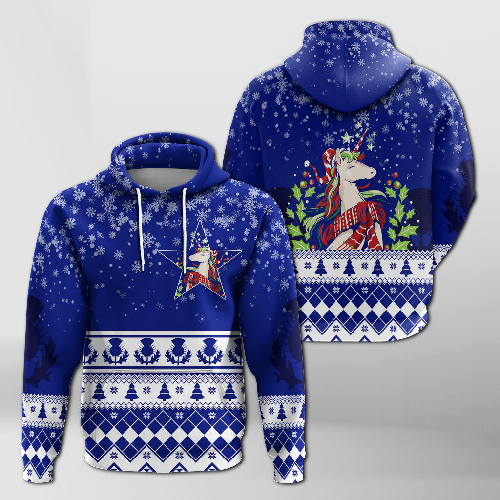 Christmas Scottish Unicorn Hoodie with Thistle Pattern LT7