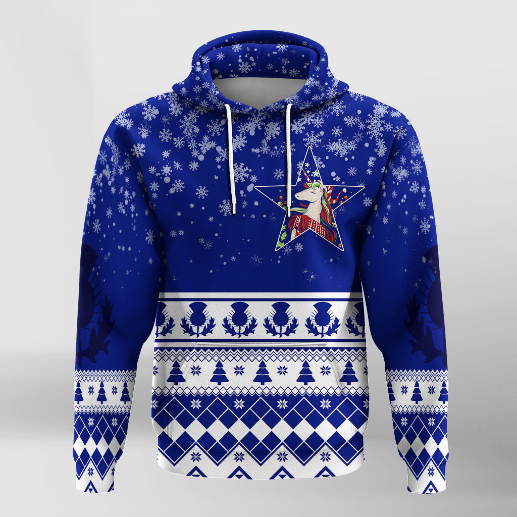 Christmas Scottish Unicorn Hoodie with Thistle Pattern LT7