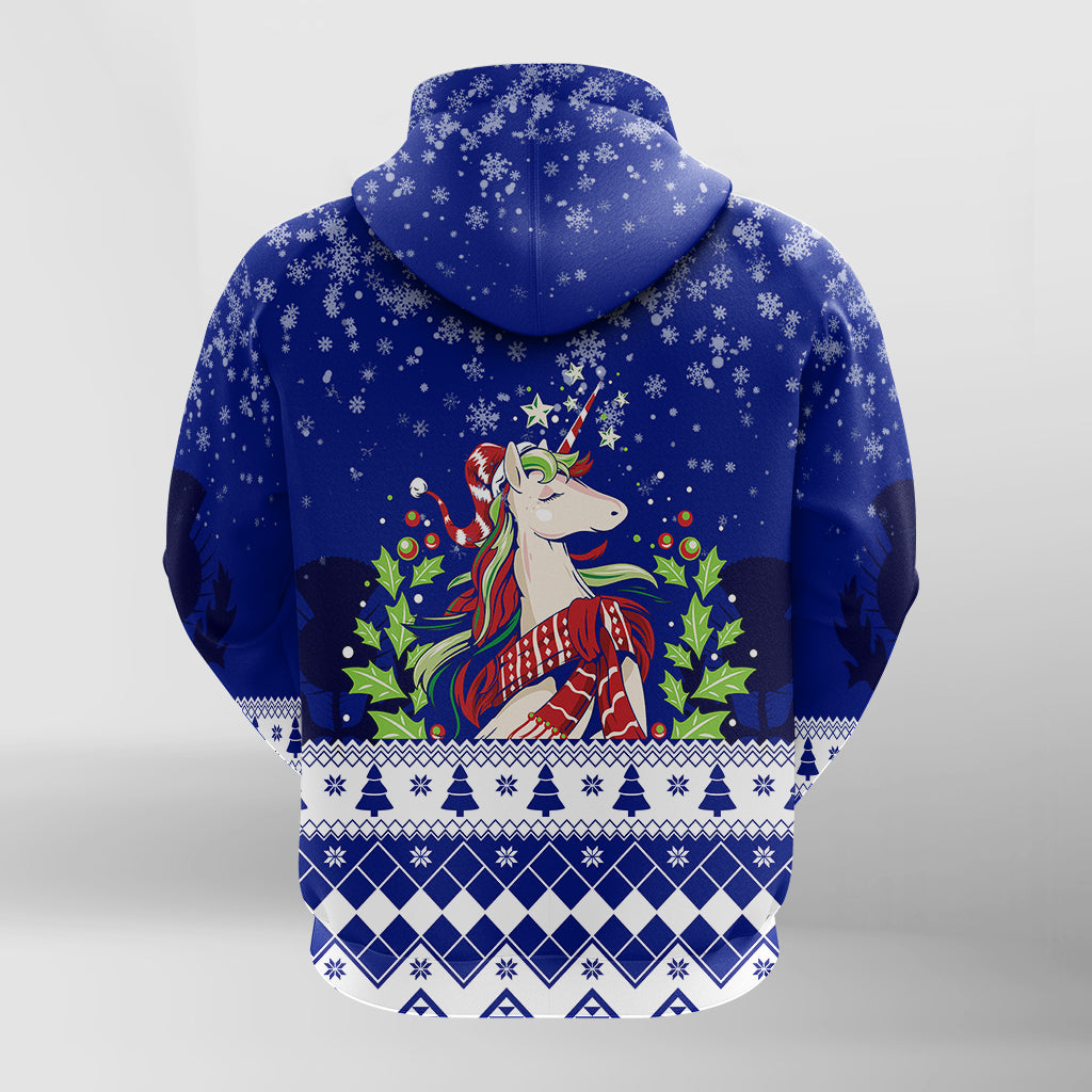 Christmas Scottish Unicorn Zip Hoodie with Thistle Pattern LT7