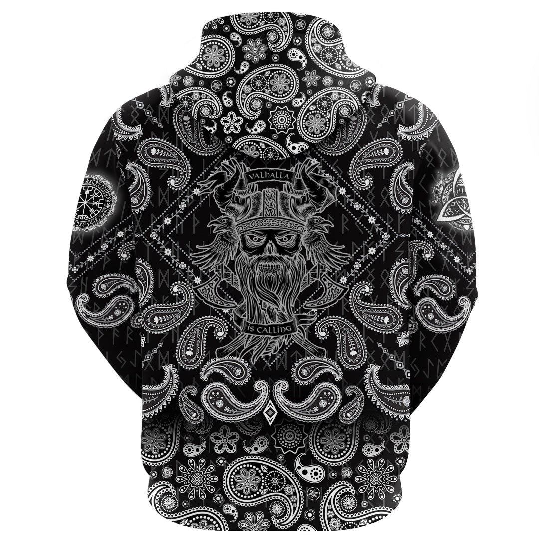 Viking Hoodie Valhallis Calling New with Bandana Paisley Style RLT12