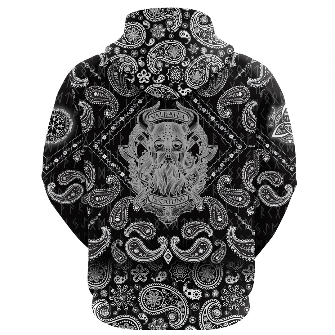 Viking Hoodie Valhallis Calling with Bandana Paisley Style RLT12
