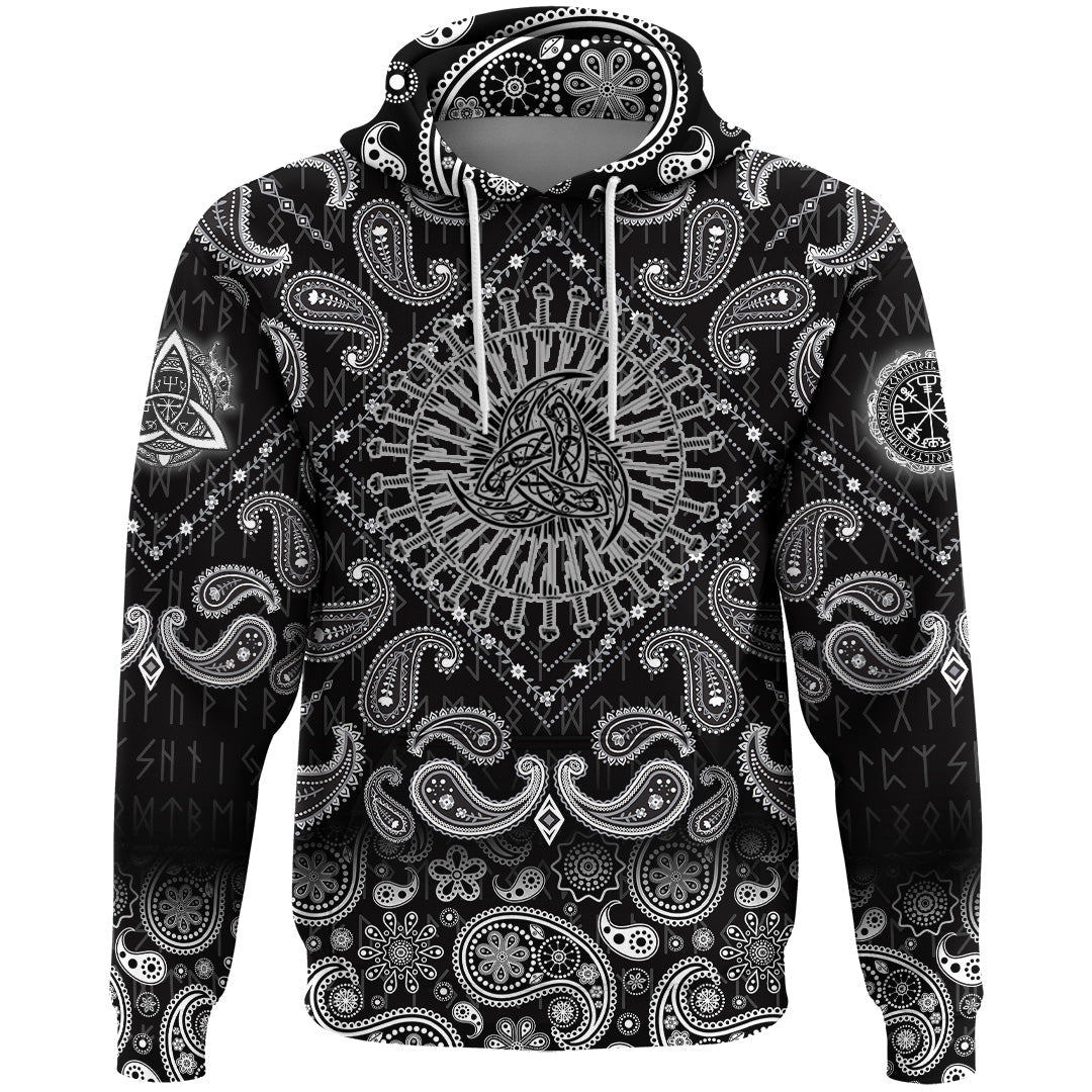 Viking Hoodie Valknut with Bandana Paisley Style RLT12