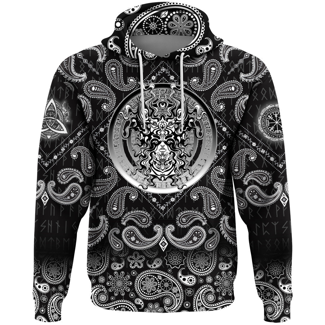 Viking Hoodie Valkyrie In Beautiful Helmet with Bandana Paisley Style RLT12