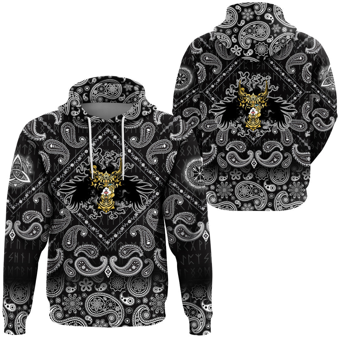 Viking Hoodie Valkyrie Pink Style with Bandana Paisley Style RLT12