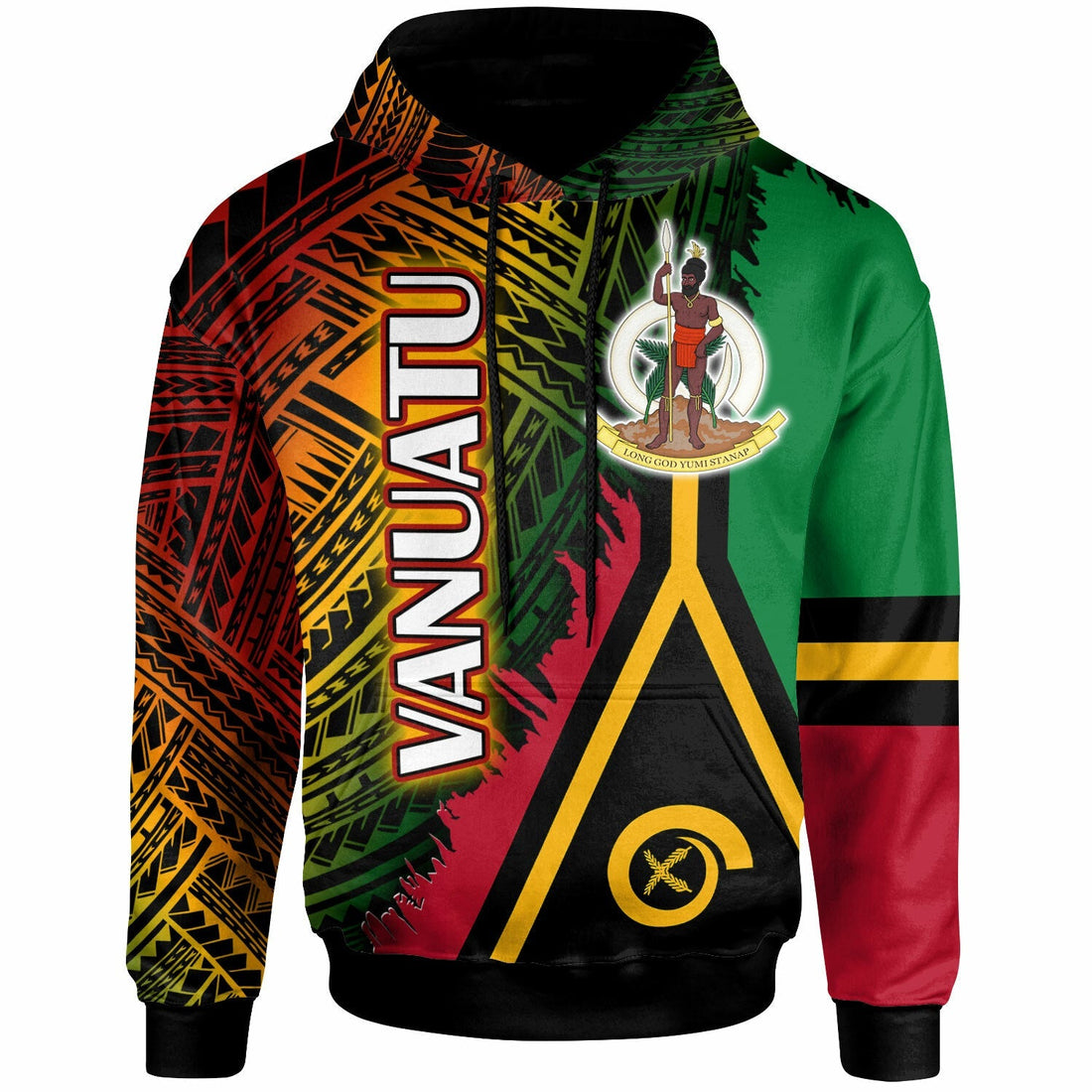 Vanuatu Hoodie Custom Polynesian Grunge Texture Style Hoodie LT10