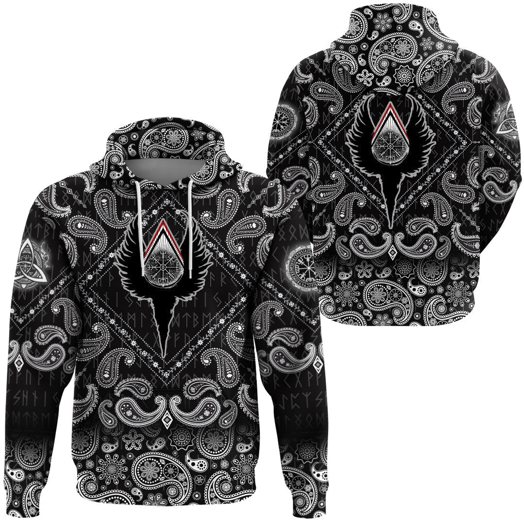 Viking Hoodie Vegvisir with Bandana Paisley Style RLT12