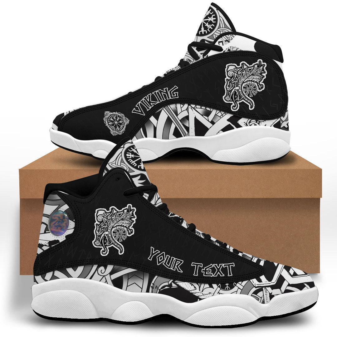 (Custom) Wonder Print Shop - Vegvisir Wolf and Raven Sneakers J13 RLT12