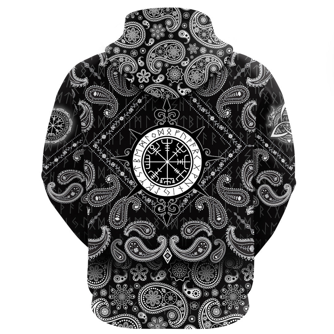 Viking Hoodie Vegvisir with Bandana Paisley Style RLT12