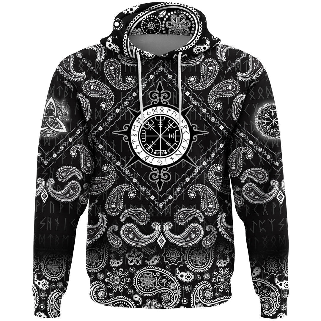 Viking Hoodie Vegvisir with Bandana Paisley Style RLT12