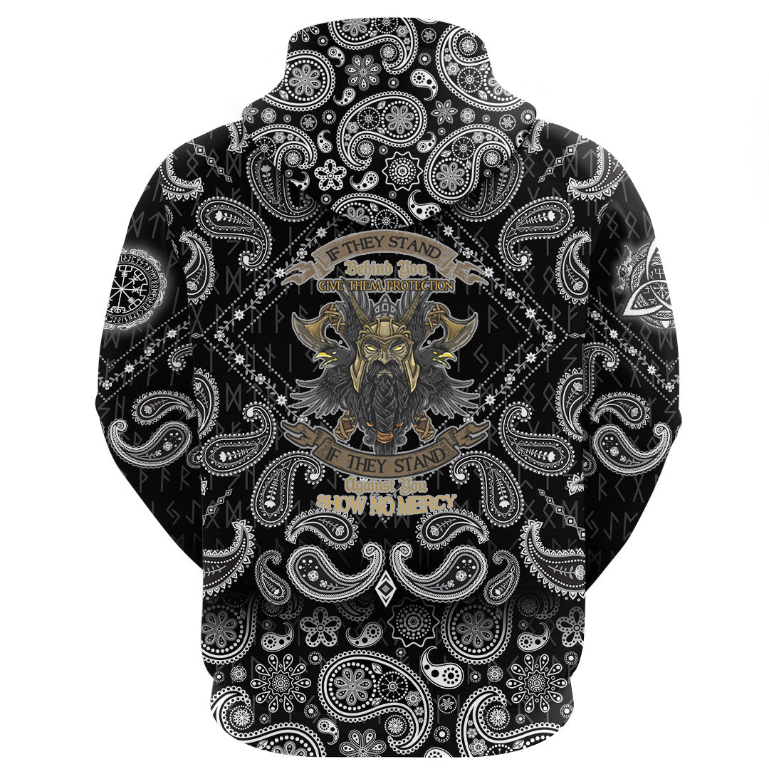Viking Hoodie Veteran Warrior Pride No Mercy with Bandana Paisley Style RLT12