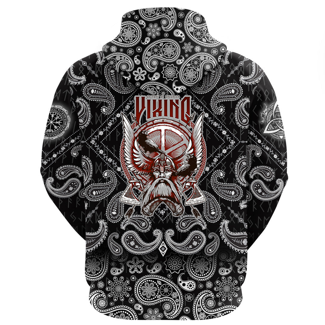 Viking Hoodie Victory Or Valhalla with Bandana Paisley Style RLT12