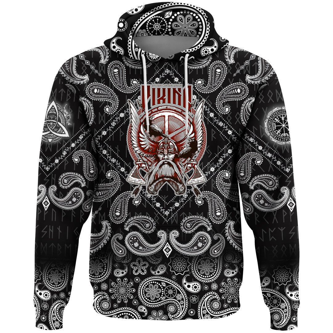 Viking Hoodie Victory Or Valhalla with Bandana Paisley Style RLT12