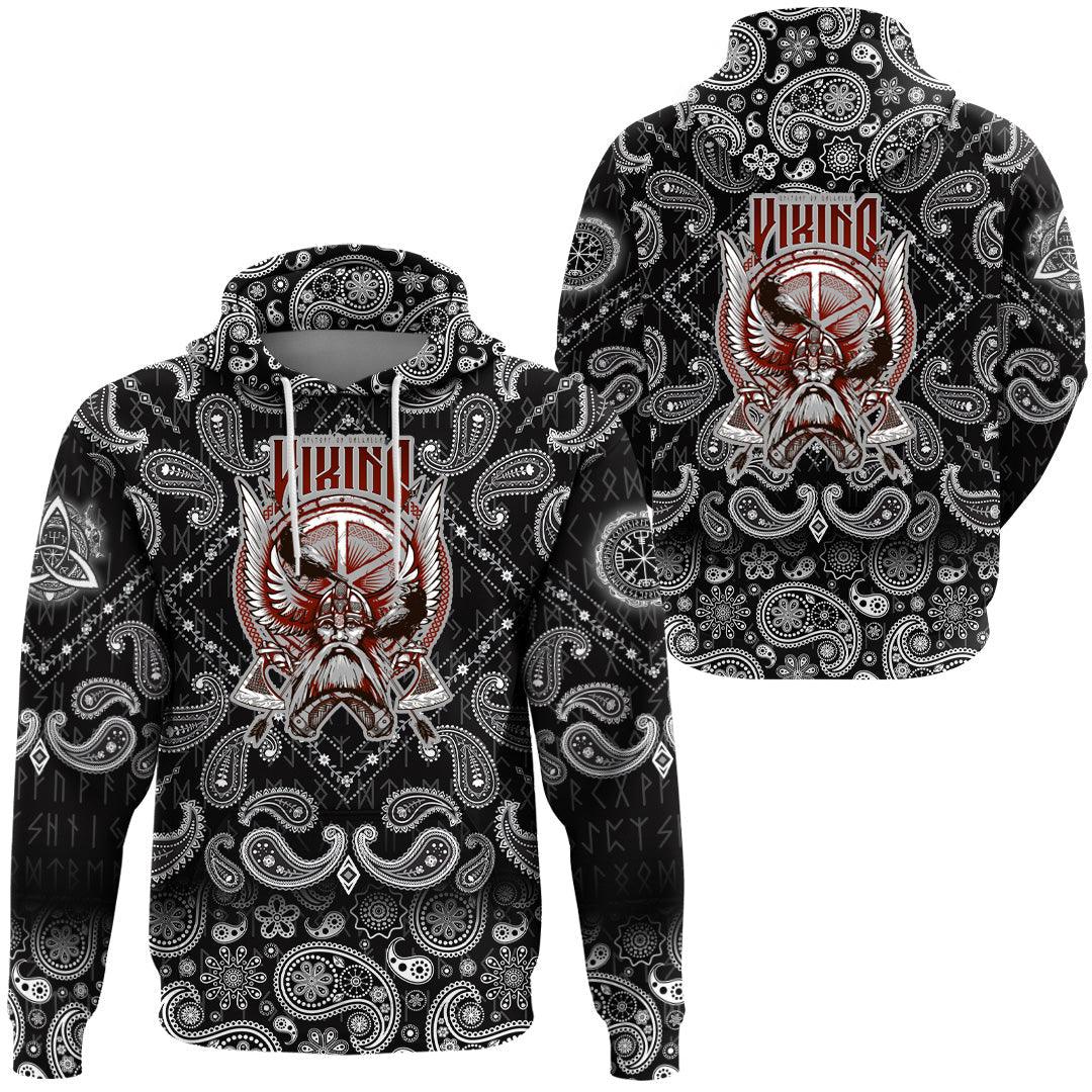 Viking Hoodie Victory Or Valhalla with Bandana Paisley Style RLT12