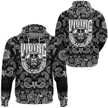 Viking Hoodie Victory or ValhallViking with Bandana Paisley Style RLT12