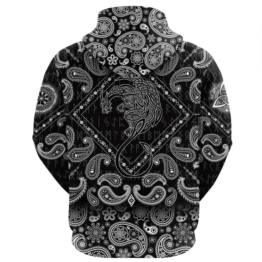 Viking Hoodie Viking Celtic Dragon with Bandana Paisley Style RLT12