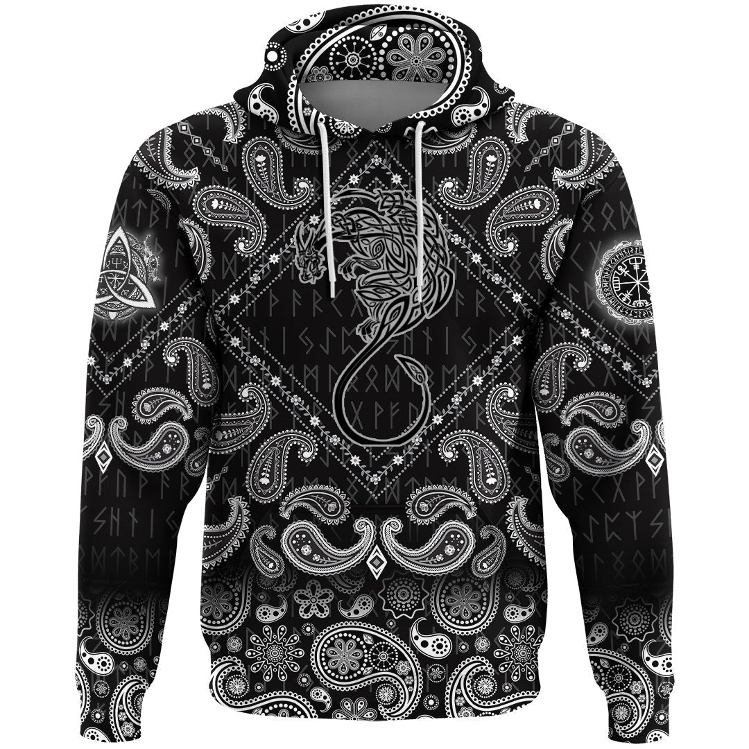 Viking Hoodie Viking Celtic Dragon with Bandana Paisley Style RLT12