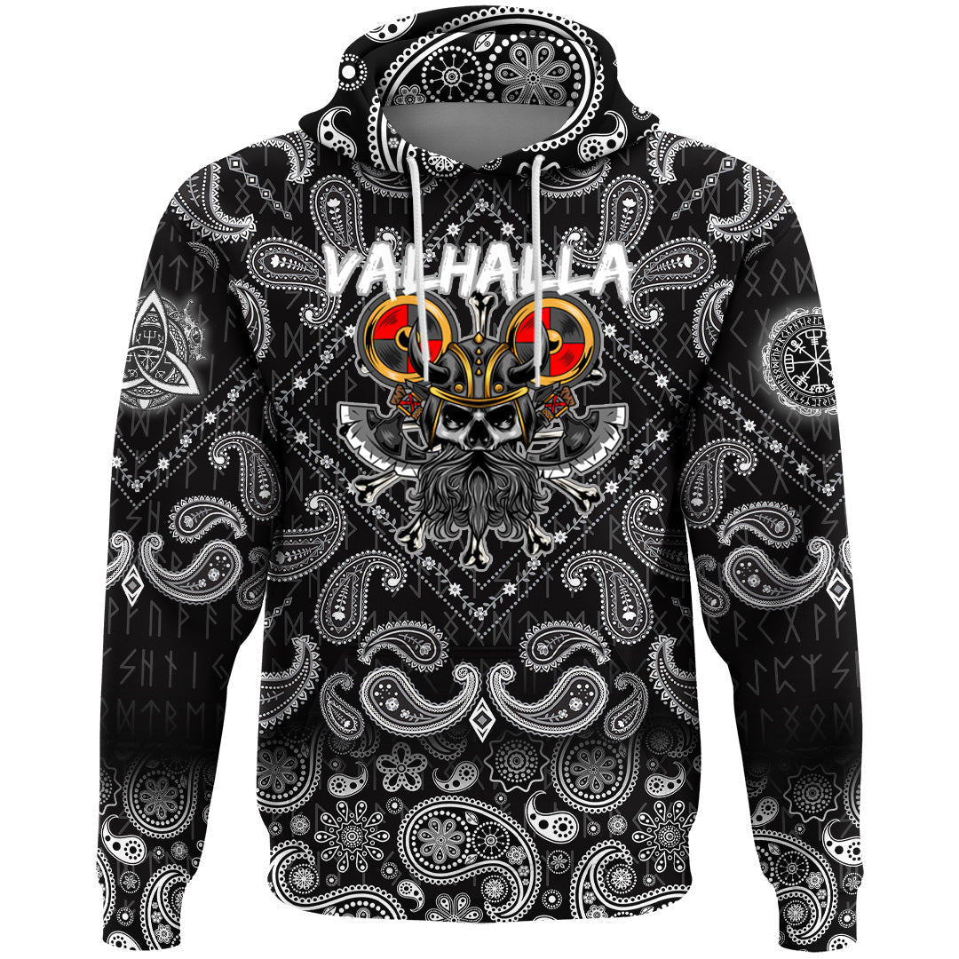 Viking Hoodie Viking ValhallWarrior with Bandana Paisley Style RLT12
