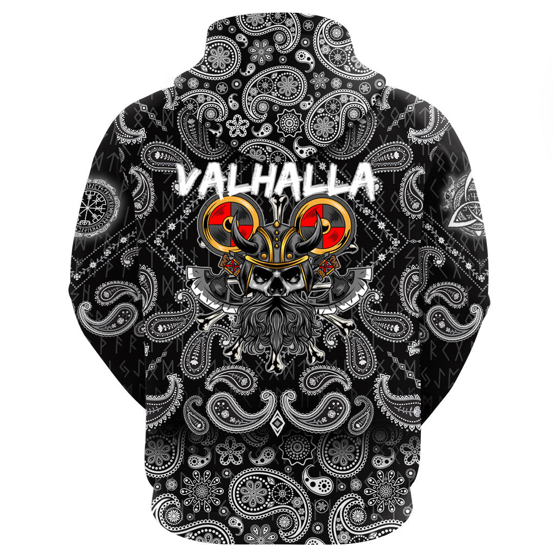 Viking Hoodie Viking ValhallWarrior with Bandana Paisley Style RLT12