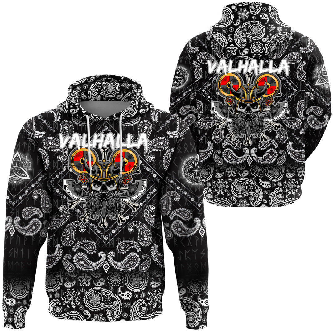 Viking Hoodie Viking ValhallWarrior with Bandana Paisley Style RLT12