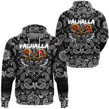 Viking Hoodie Viking ValhallWarrior with Bandana Paisley Style RLT12