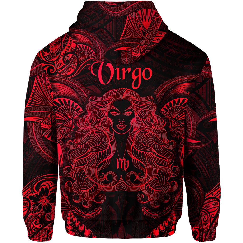 Virgo Zodiac Polynesian Hoodie Unique Style - Red LT8
