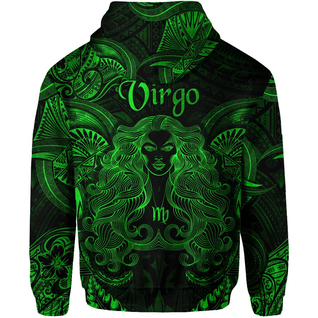 Virgo Zodiac Polynesian Zip Hoodie Unique Style - Green LT8