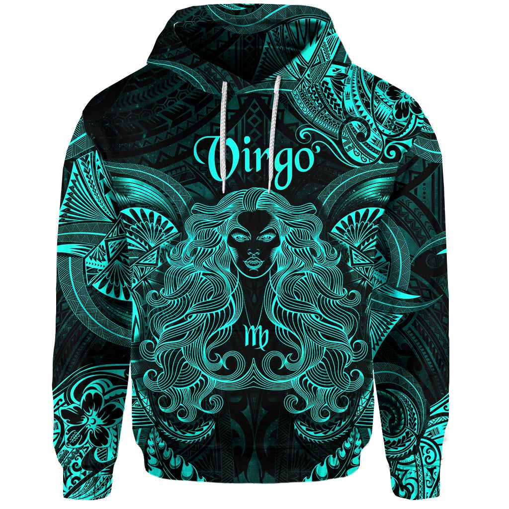 Virgo Zodiac Polynesian Hoodie Unique Style - Turquoise LT8