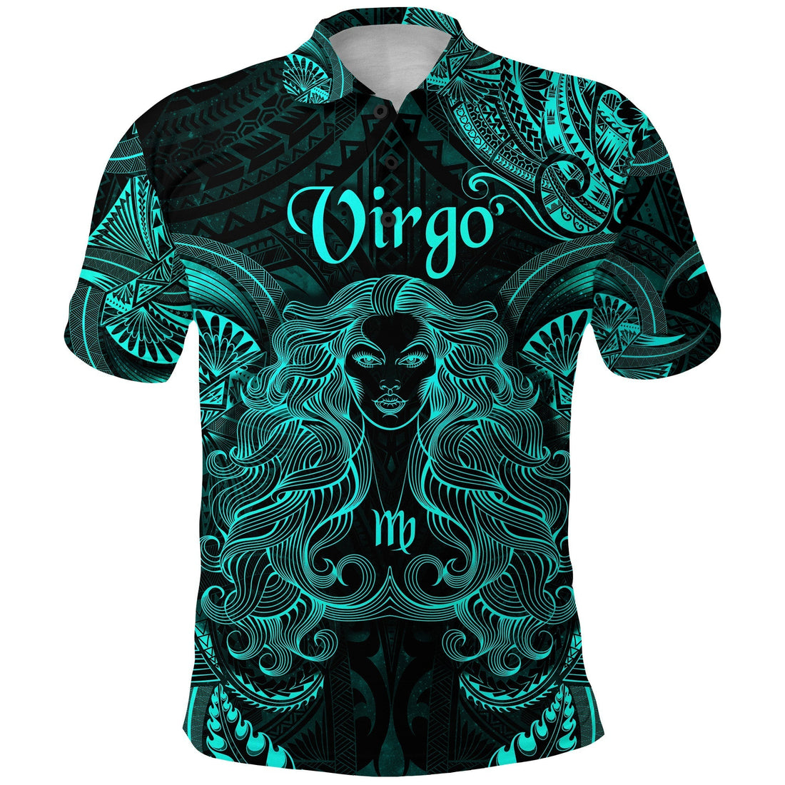 Virgo Zodiac Polynesian Polo Shirt Unique Style Turquoise LT8