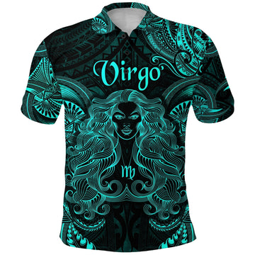 Virgo Zodiac Polynesian Polo Shirt Unique Style Turquoise LT8