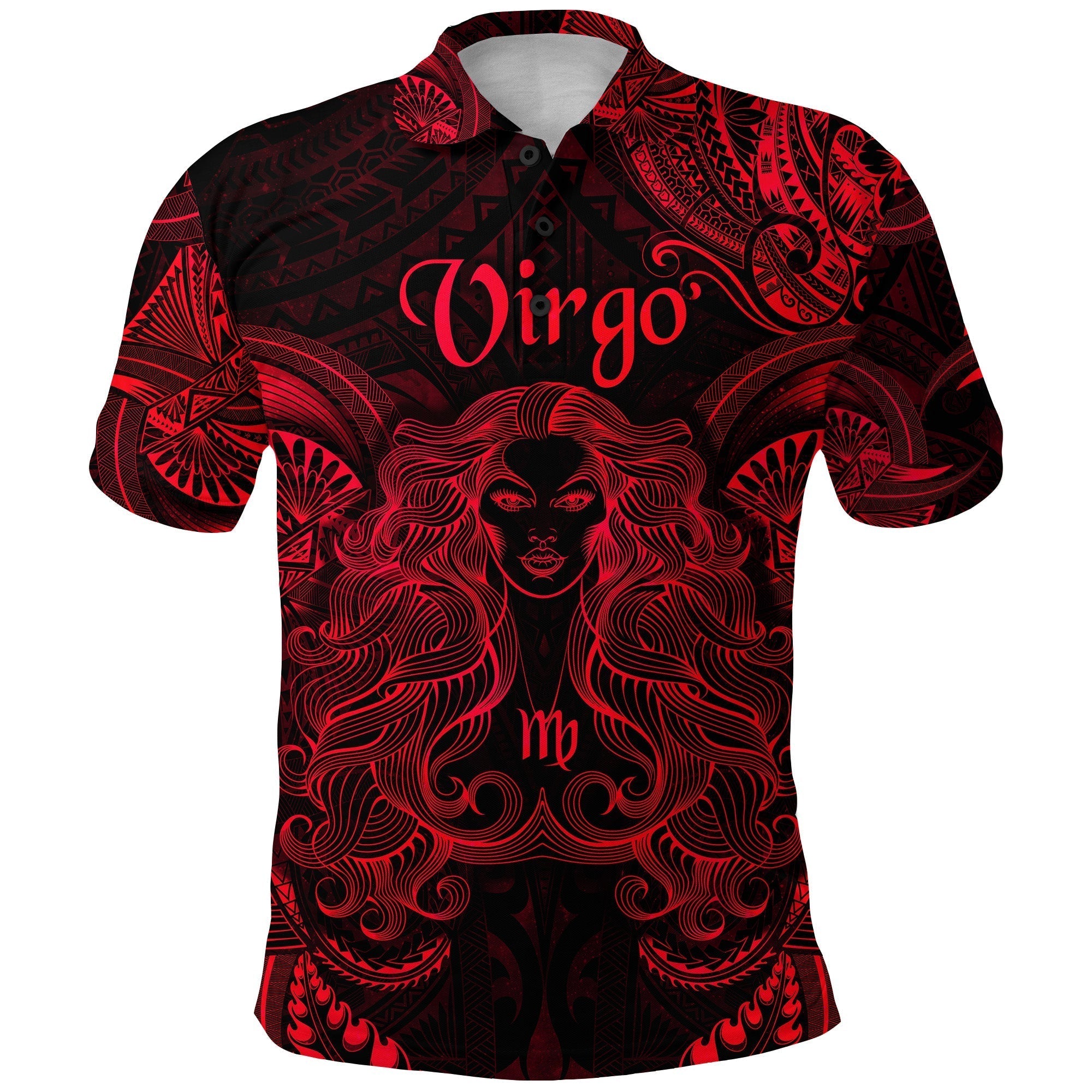 Virgo Zodiac Polynesian Polo Shirt Unique Style Red LT8