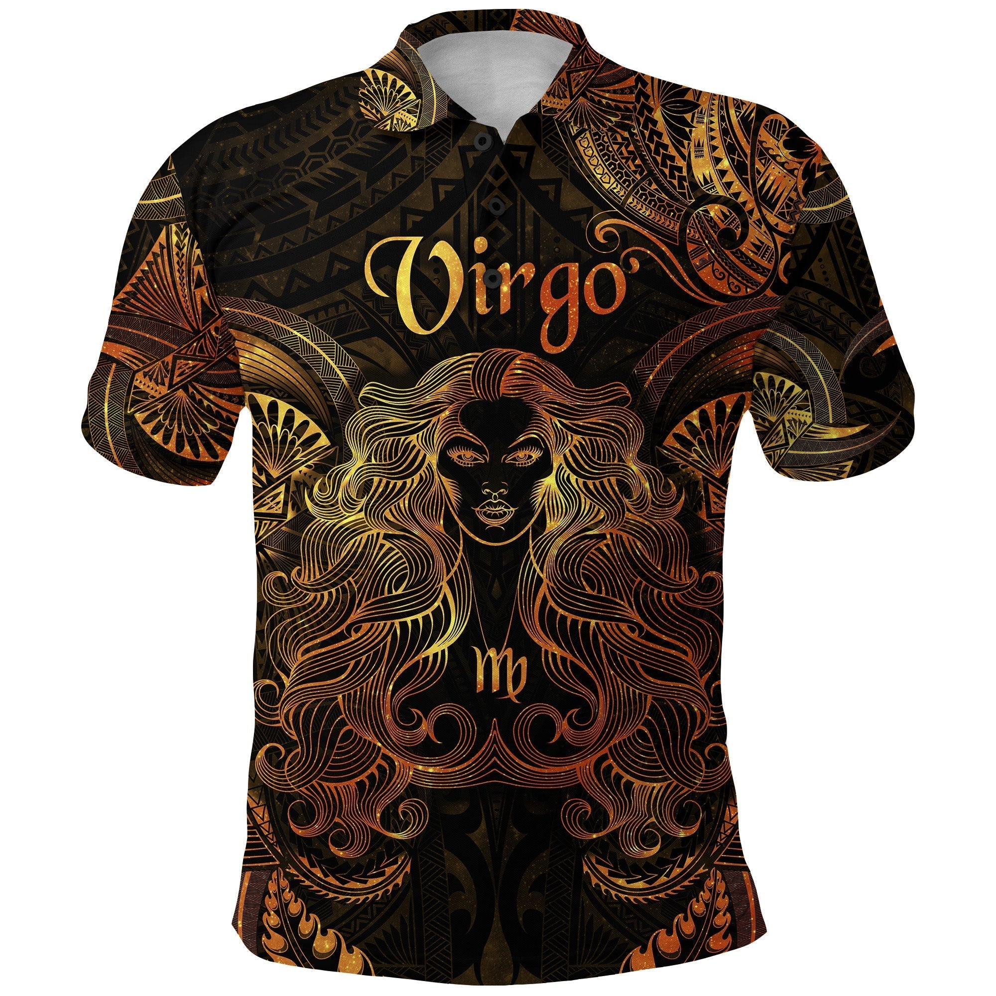 Virgo Zodiac Polynesian Polo Shirt Unique Style Gold LT8