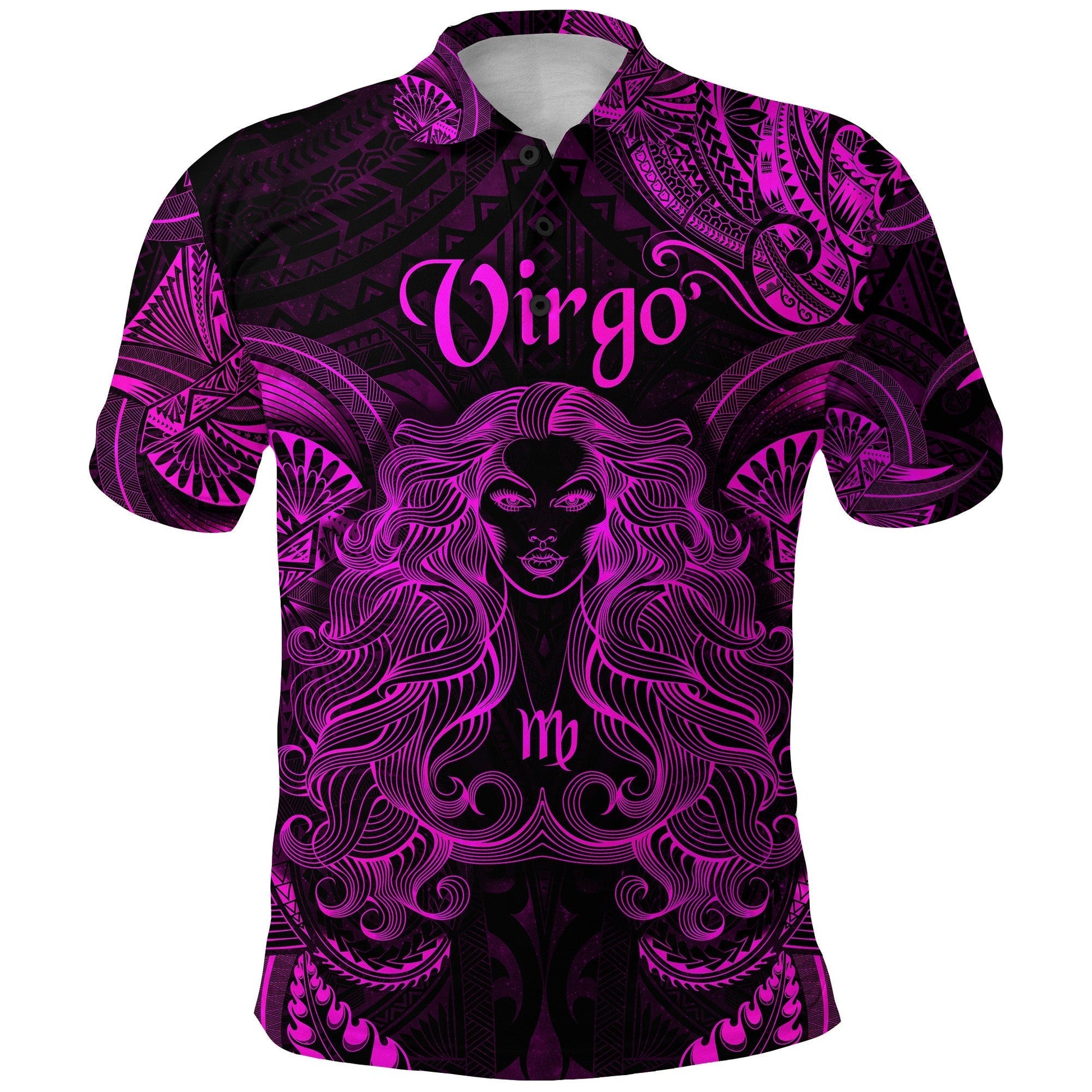 Virgo Zodiac Polynesian Polo Shirt Unique Style Pink LT8