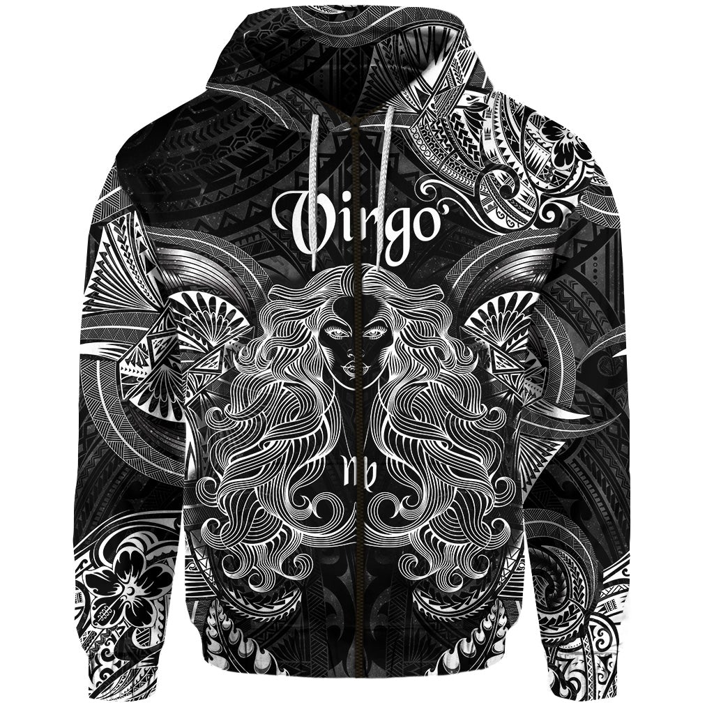Virgo Zodiac Polynesian Zip Hoodie Unique Style - Black LT8