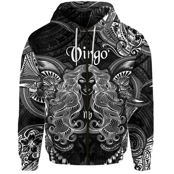 Virgo Zodiac Polynesian Zip Hoodie Unique Style - Black LT8