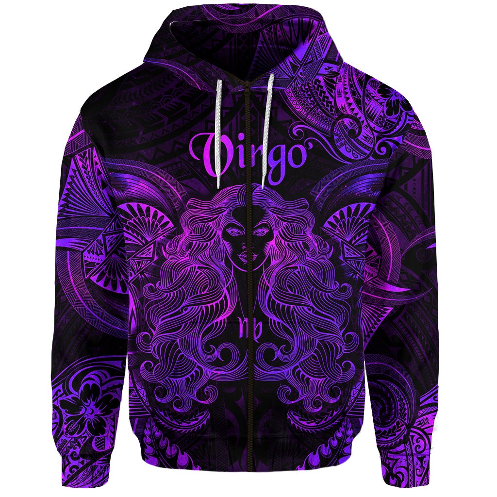 Virgo Zodiac Polynesian Zip Hoodie Unique Style - Purple LT8