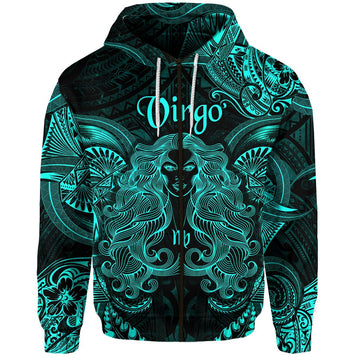 Virgo Zodiac Polynesian Zip Hoodie Unique Style - Turquoise LT8