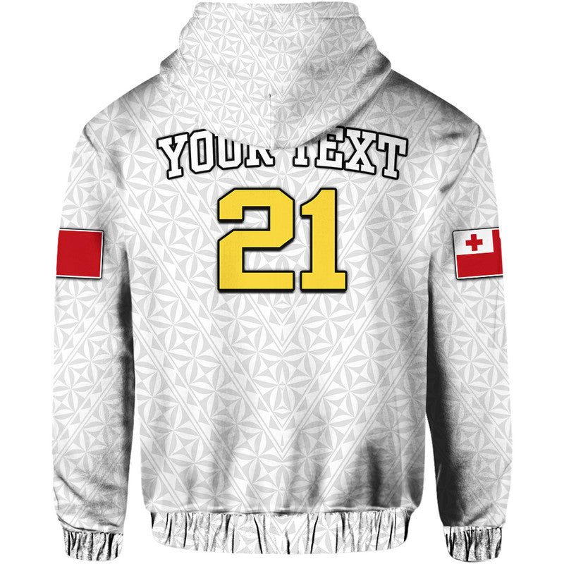 Custom Personalised Mate Maa Tonga Rugby Hoodie Tongan Kupesi White Style LT9