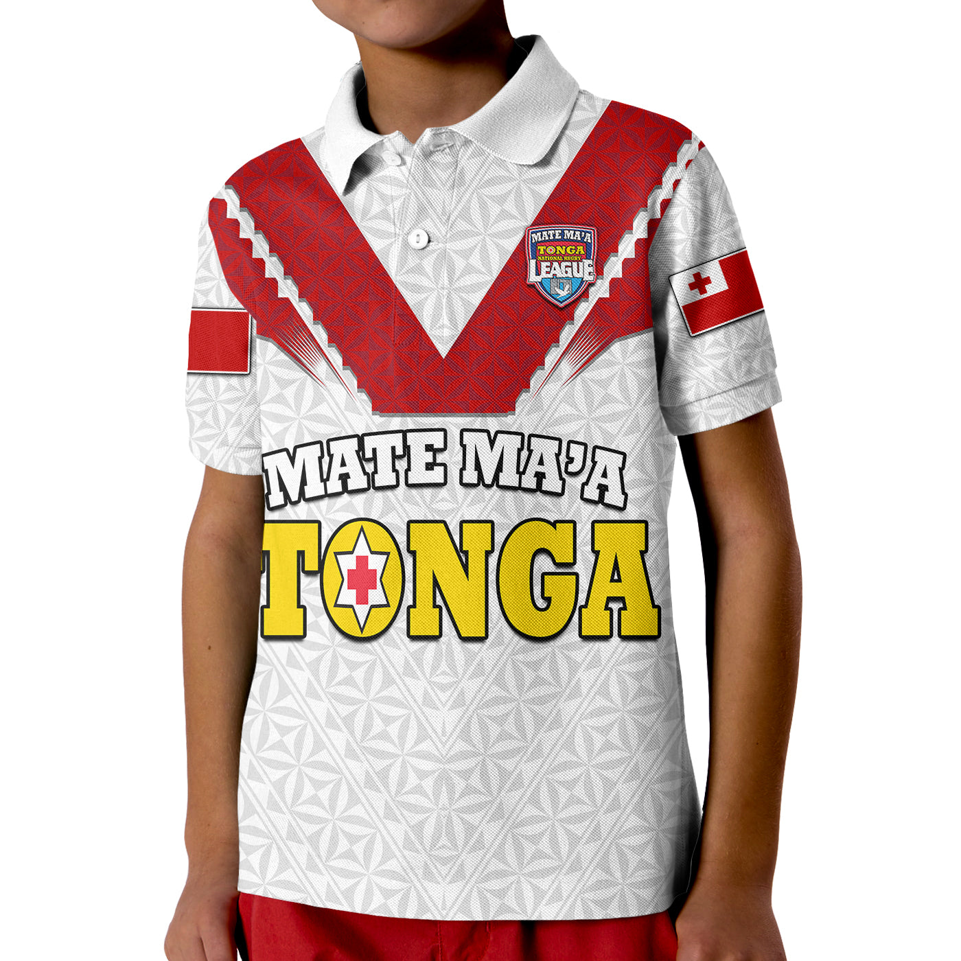 Custom Mate Maa Tonga Rugby Polo Shirt Tongan Kupesi White Style LT9