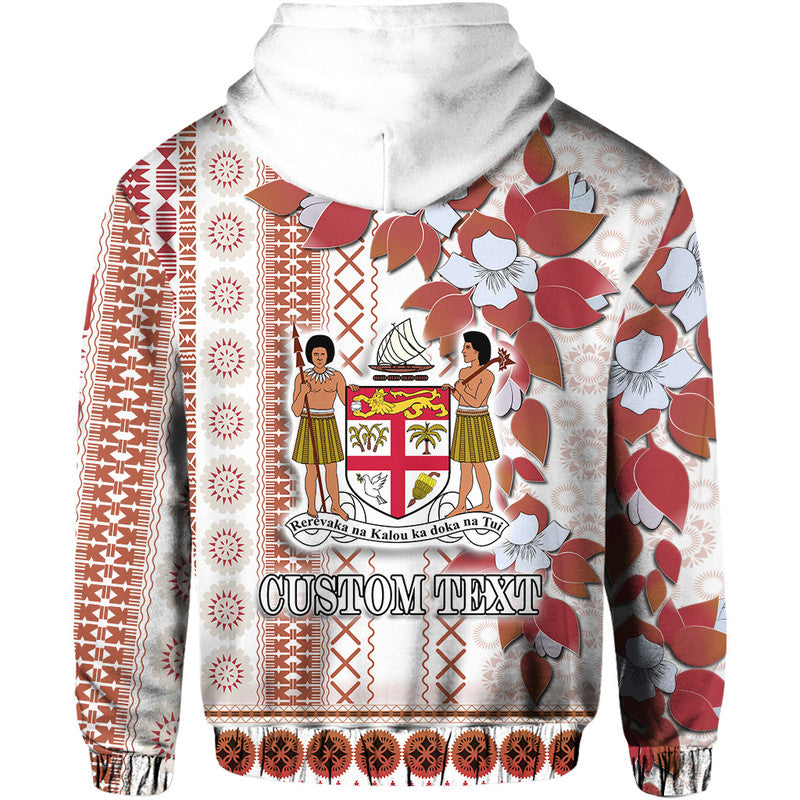 Custom Personalised Fiji Hoodie Tagimoucia Mixed White Tapa Style LT9