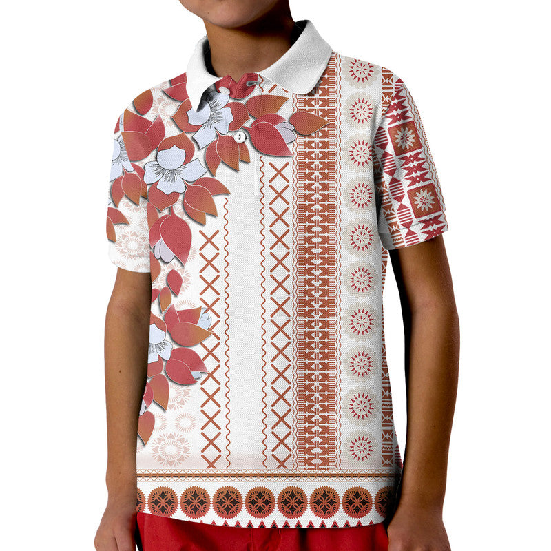 Custom Fiji Polo Shirt Tagimoucia Mixed White Tapa Style LT9