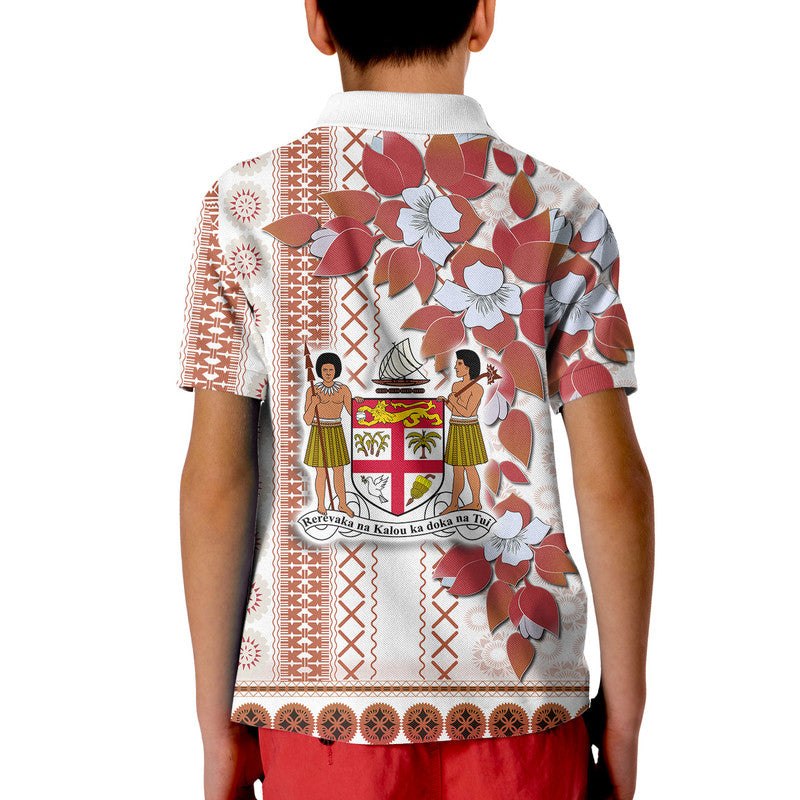 Fiji Polo Shirt Tagimoucia Mixed White Tapa Style LT9