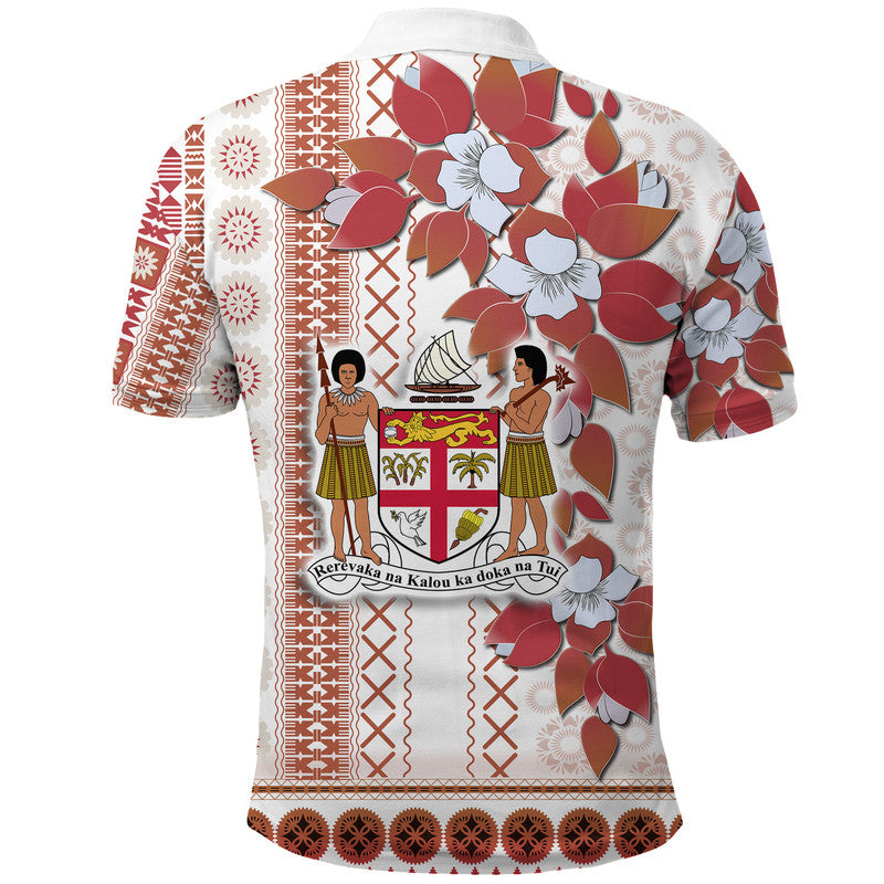 Fiji Polo Shirt Tagimoucia Mixed White Tapa Style LT9