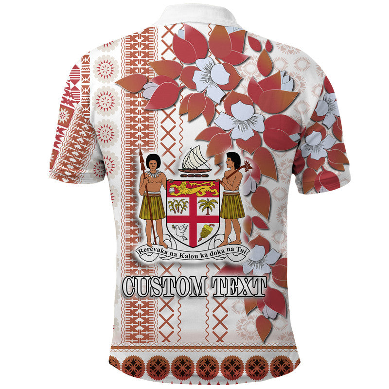 Custom Fiji Polo Shirt Tagimoucia Mixed White Tapa Style LT9