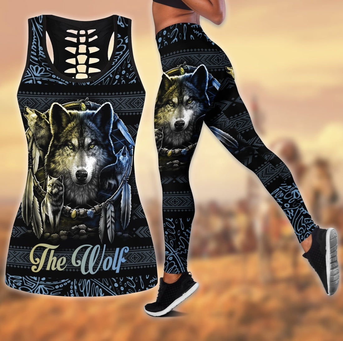Native American The Wolf Tank Top and Leggings Set LT10