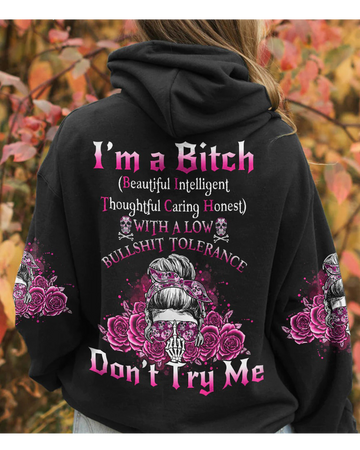 I'm A B Don't Try Me Skull Black Hoodie